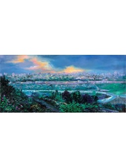ציור צבעי שמן מציאותי יפה של ירושלים, מתנות ט"ו באב, א